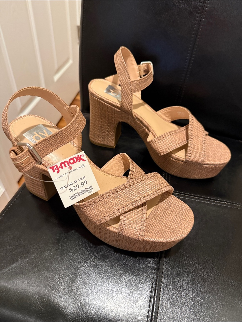 Dolce Vita Woven Platform Block Heel Sandals - Nude/Tan